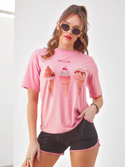 Royalfashion Women's sports set with a t-shirt and shorts Ice Cream