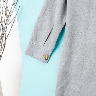 Gray women's eco-suede oversize shirt jacket - Clothing