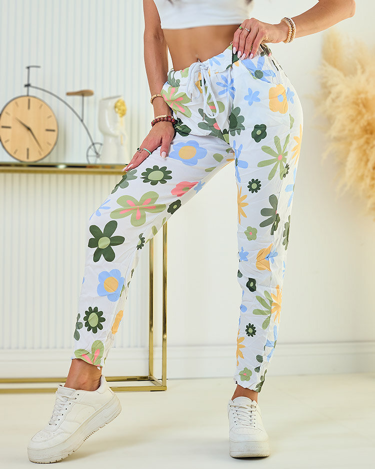 Royalfashion Sieviešu bikses no ziedu auduma