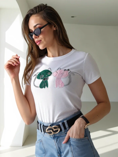 Royalfashion Women's Cotton T-shirt with Kittens