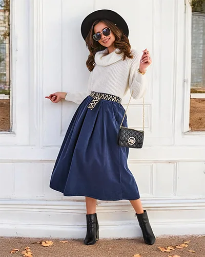 Royalfashion Sieviešu velveta vidējais svārki