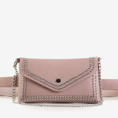Pink small waist bag with rhinestones - Handbags