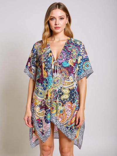 Ariadna Royalfashion Pareo Dress, Multicolor, V-neck
