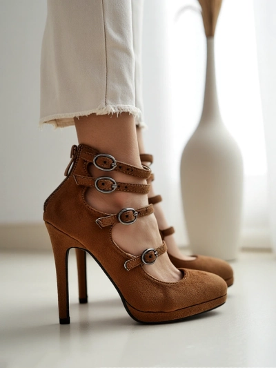 Royalfashion Women's block-heeled pumps with straps Celose