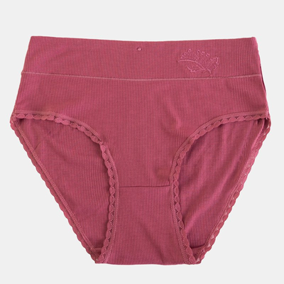 Dark pink women's ribbed panties PLUS SIZE - Underwear