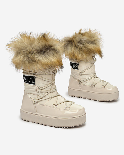 Royalfashion Children's slip-on shoes a'la snow boots with fur in beige Asika