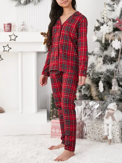 Royalfashion Christmas children's cotton plaid pajama