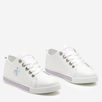 White and purple women's sneakers Tictoa - Footwear