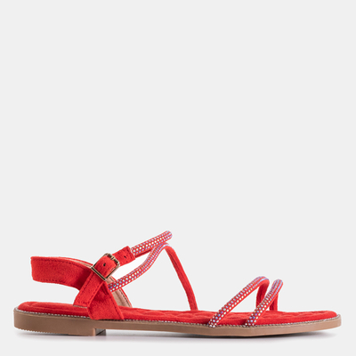 Red women's sandals with zircons Swirelli - Footwear