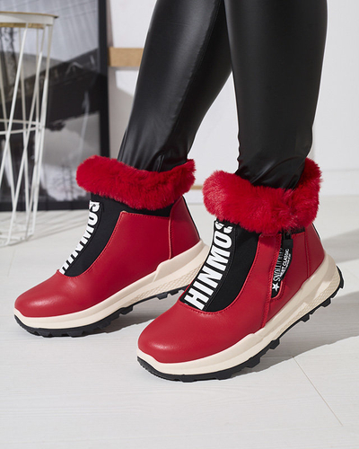 Sarkani sieviešu zābaki ar kažokādu Scherr- Footwear