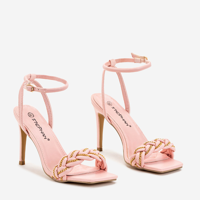 Pink women's sandals on a high heel Tenedi - Footwear
