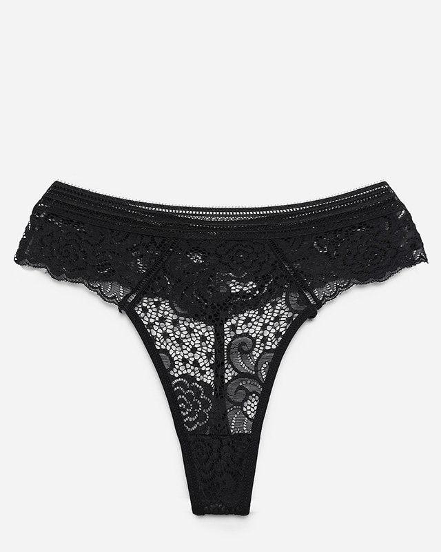 Women's black lace thong panties - Underwear