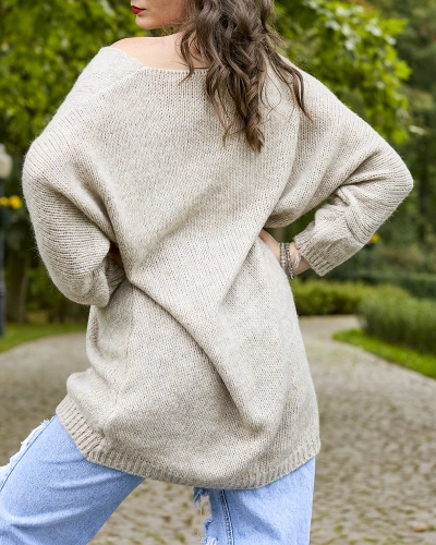 Royalfashion Gray-beige women's long oversize sweater