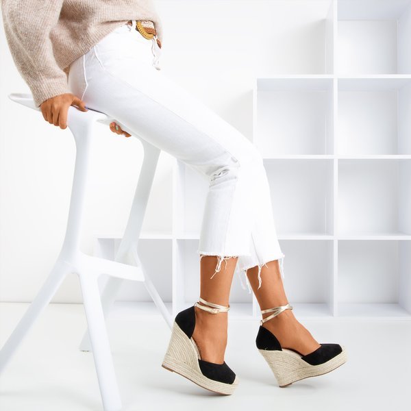 Black espadrilles on a high wedge Sablaca - Shoes 1