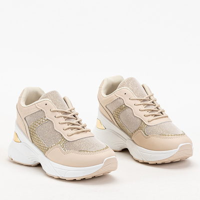 Beige Women's Sneakers with Hidden Anchor Waqsa - Footwear