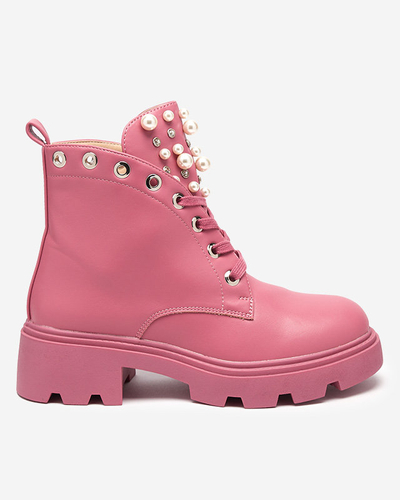 Pink women's boots with pearls Orilco - Footwear