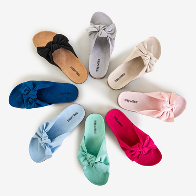 Light pink women's flip-flops with bow Alanza - Footwear