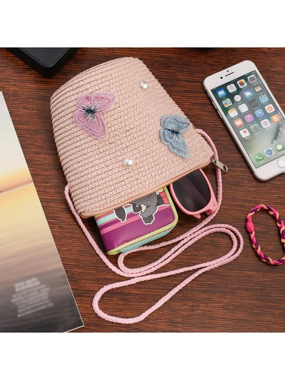 Royalfashion Small Children’s Straw Bag Butterfly Straw