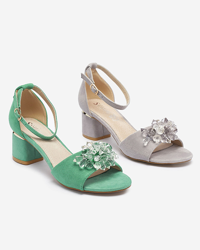 Zaļās sieviešu sandales ar dekoratīviem kristāliem Cerosso- Footwear