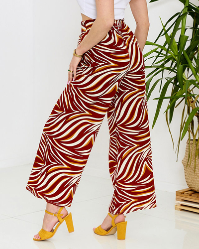 Patterned women's palazzo pants in red- Clothing
