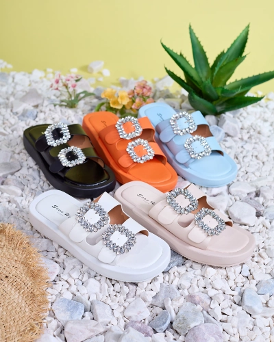 Orange women's slippers with crystals Azazel - Footwear