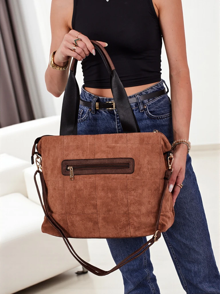 Aurelia Toscana Large Brown A4 Suede Bag with Gold Chain