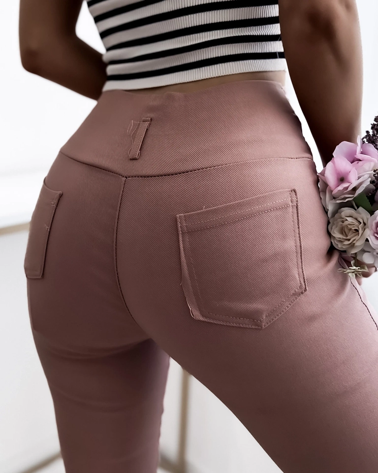 Royalfashion Dark pink women's tube pants with gold buttons