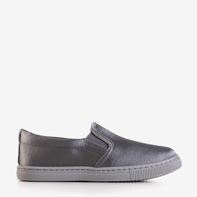 OUTLET Gray children's satin sneakers slip on Moderi - Footwear
