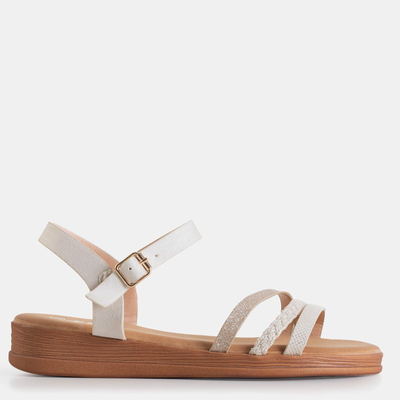 Beige women's sandals with glitter Melox - Shoes