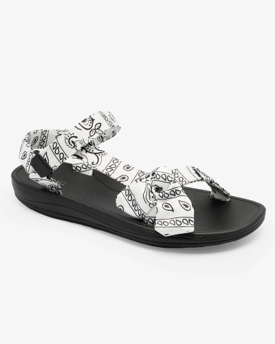 Royalfashion White and black women's sandals with bow Oyall