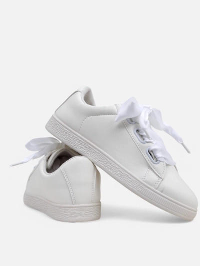 Royalfashion Women's eco-leather sneakers with decorative laces Etti