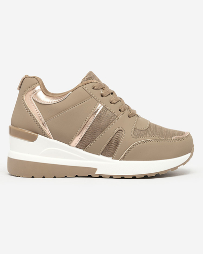 Royalfashion Beige and brown women's sports sneakers on platforms Lacyrllia