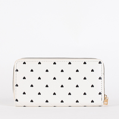White women's large wallet with hearts - Accessories