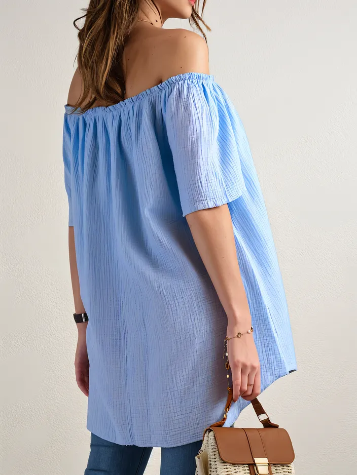 Royalfashion Women's cotton blouse ala Spanish with decorative buttons