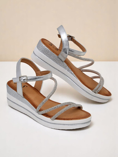 Royalfashion sieviešu platformas sandales ar strass akmentiņiem Ballosa