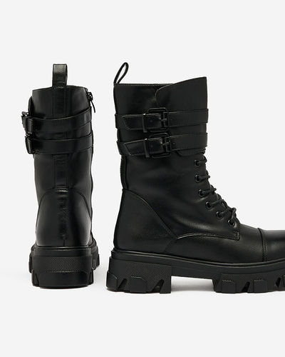 Royalfashion Eco leather women's bagger boots in black Faserti