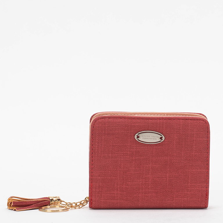 Women's small red wallet with key ring - Accessories