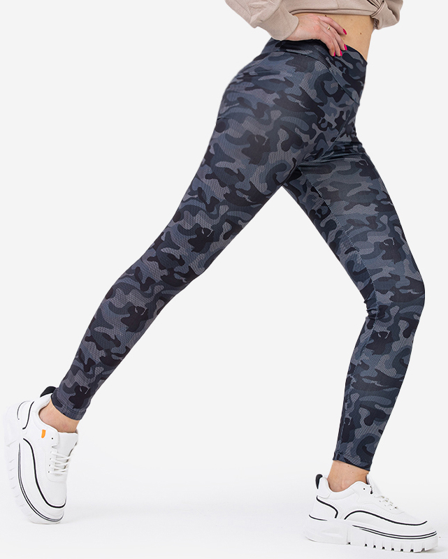 Dark gray patterned high-waisted leggings - Clothing