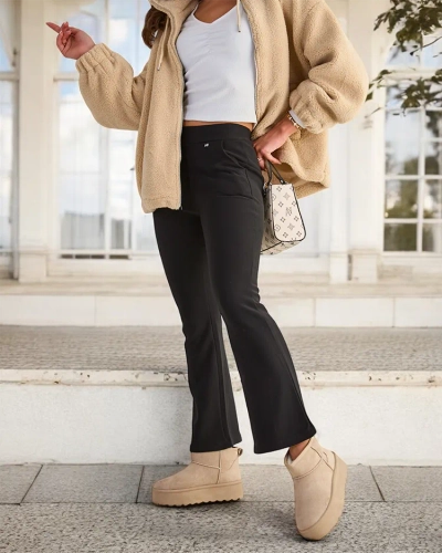 Royalfashion Black women's eco-leather leggings a'la bells