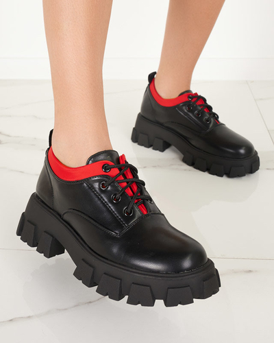 Women's eco leather shoes in black - Footwear