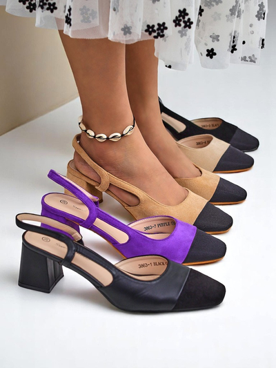 Royalfashion Women's Low Heel Pumps with Decorative Toe Eleganzo