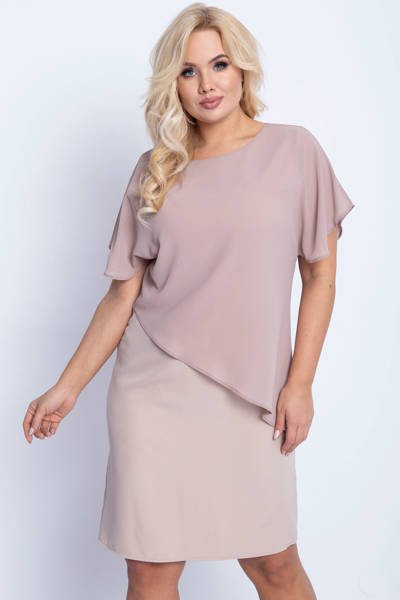 Beige dress above the knee PLUS SIZE - Clothing 1