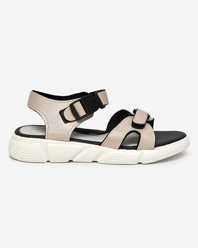 Spīdīgas bērnu sandales bēšā krāsā Leepe - Apavi