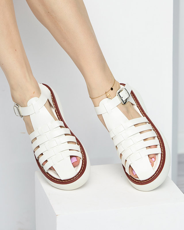 OUTLET Women's white sandals on a massive Leteris sole - Footwear