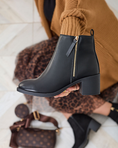 Royalfashion Melni sieviešu zemie stiletto zābaki no ādas Rejerry