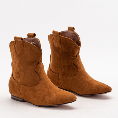 Women's slip-on boots a'la cowboy boots in camel Renola - Footwear