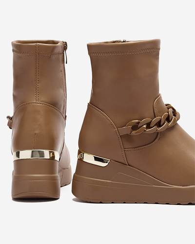 Светло-коричневые женские сапоги на якоре с цепочкой Fefricca- Footwear