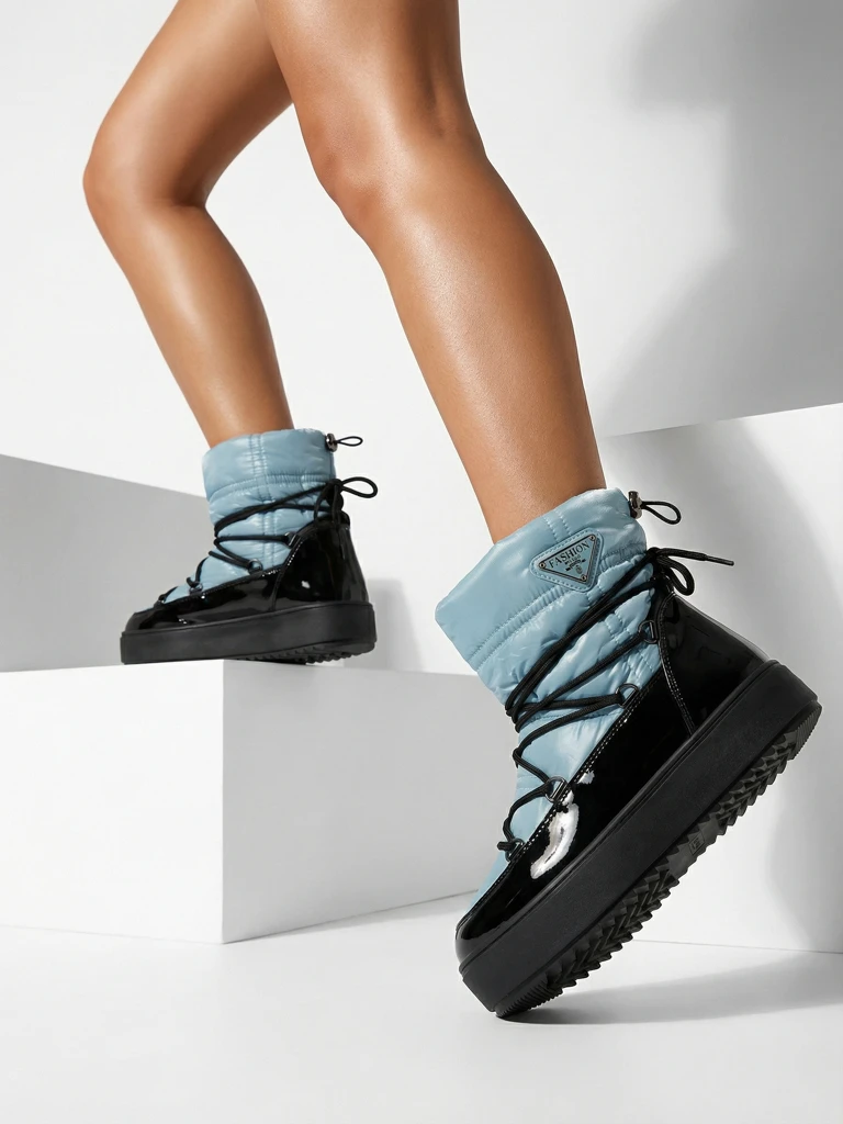 Royalfashion Sieviešu slip-on zābaki a'la sniega zābaki zilā krāsā Vevnose