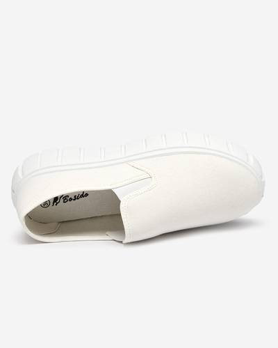 OUTLET Women's white slip-on shoes on a thick Tenri sole - Footwear