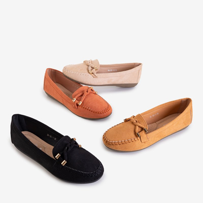 Light brown women's eco-suede moccasins Leontia - Footwear